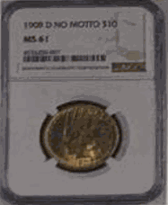 1908 D NO MOTTO $10